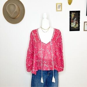 Free People Never A Dull Moment Blouse Red Floral S